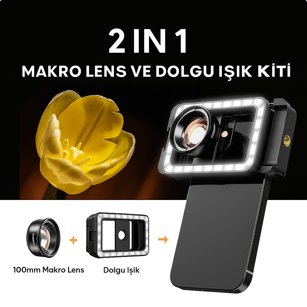 100mm Makro Işıklı Lens Kiti
