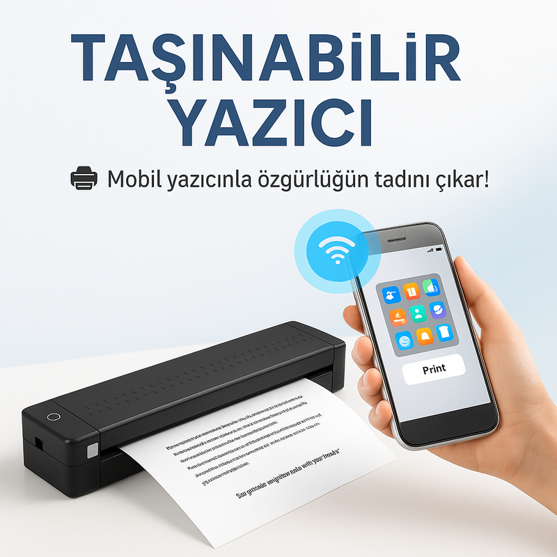 Bluetooth Taşınabilir Kablosuz Yazıcı