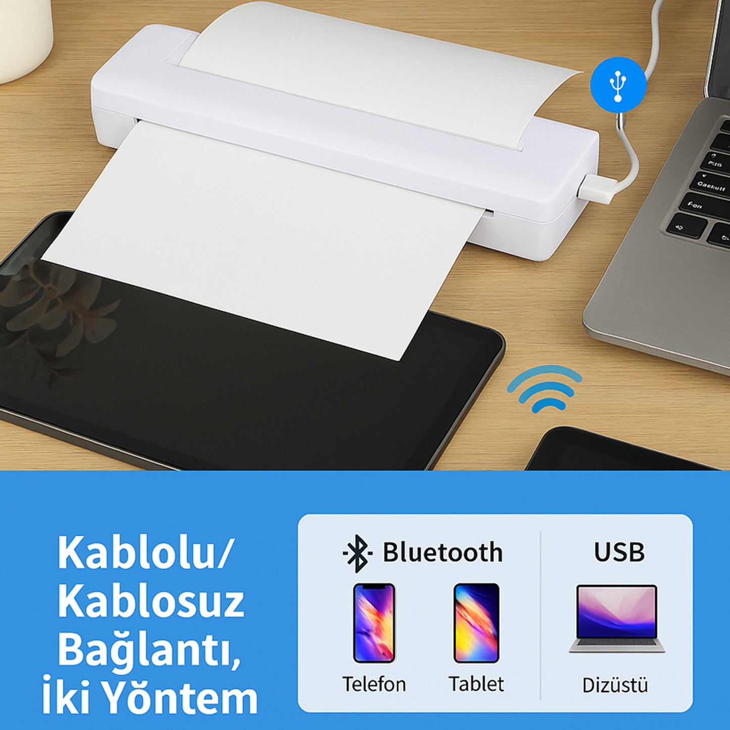 Bluetooth Taşınabilir Kablosuz Yazıcı