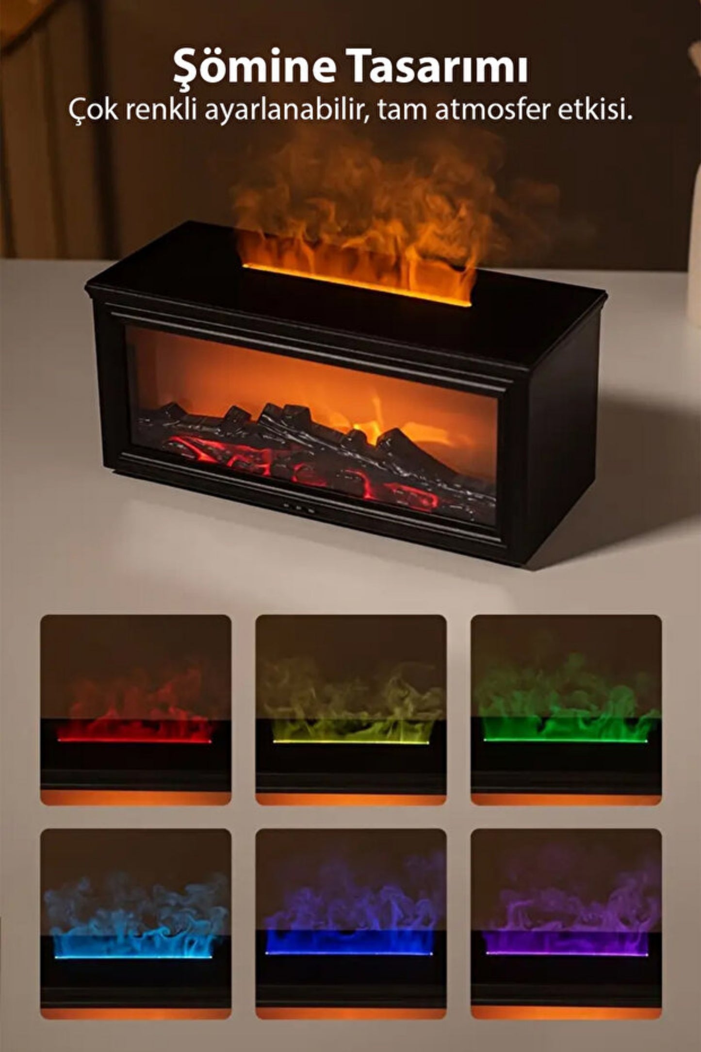 Işıklı Alev Efektli Hava Nemlendirici