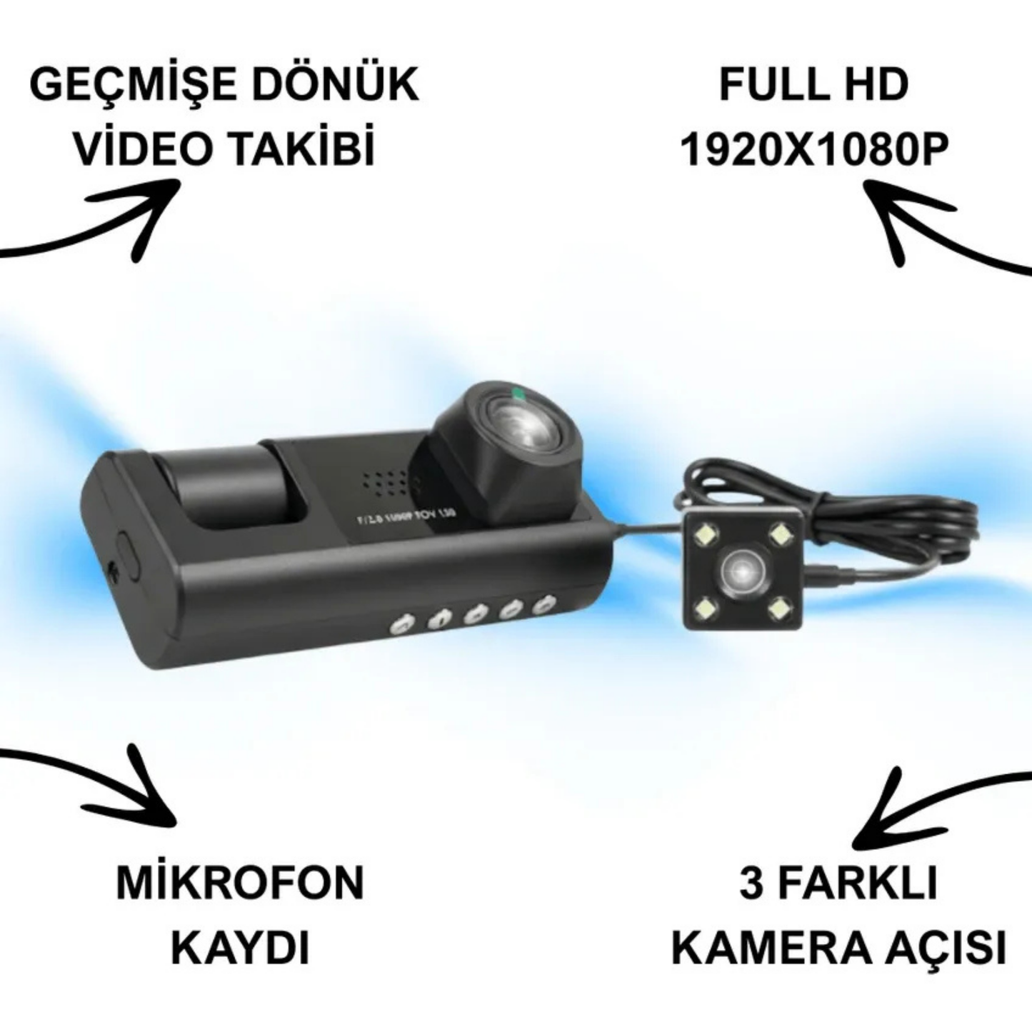 360 Derece Araç İçi Kamera Ekranlı
