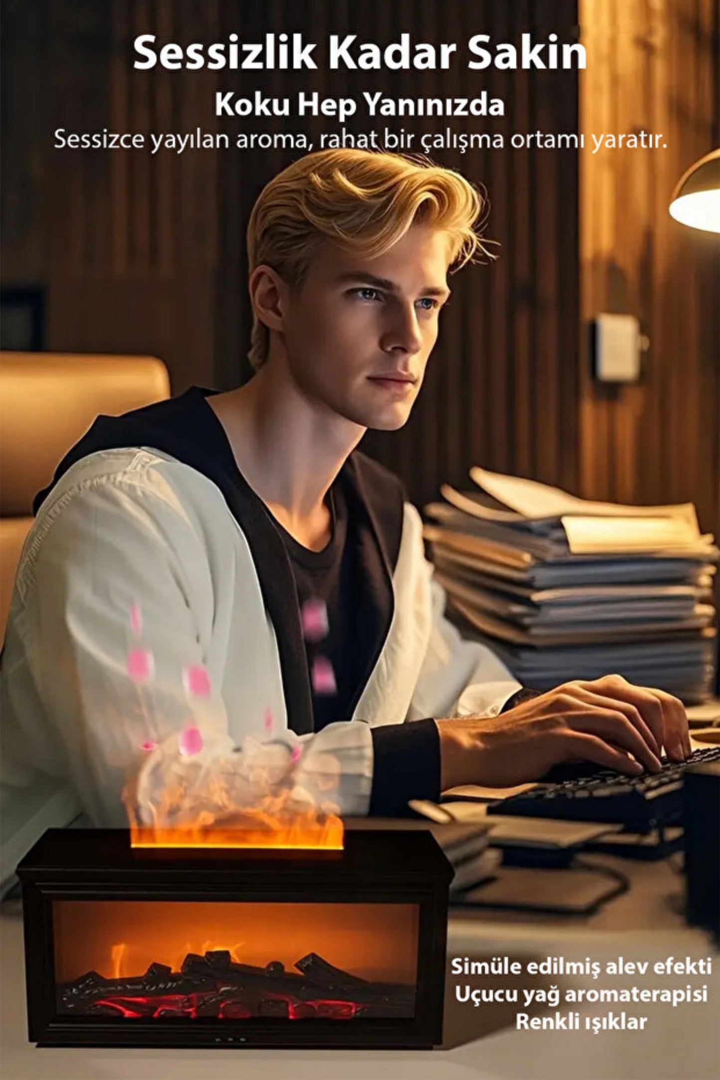 Işıklı Alev Efektli Hava Nemlendirici