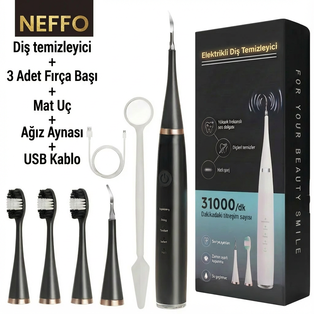 Ultrasonik Diş Taşı Temizleme Cihazı ve Fırça Seti