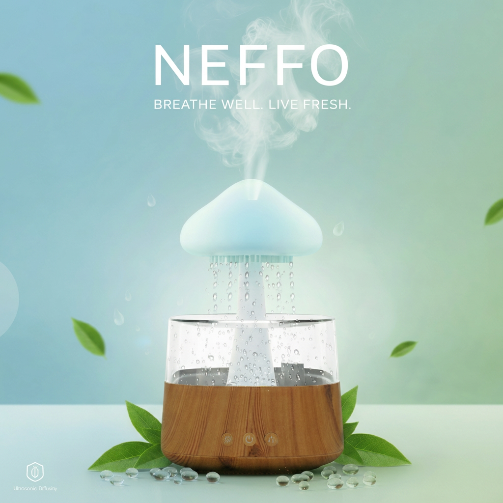 Mantar Tasarımlı Ultrasonik Hava Nemlendirici ve Aroma Difüzörü