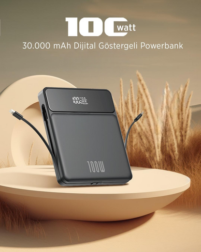 100W Powerbank | Laptop, Tablet ve Telefon Uyumlu Süper Hızlı Taşınabilir Şarj Cihazı