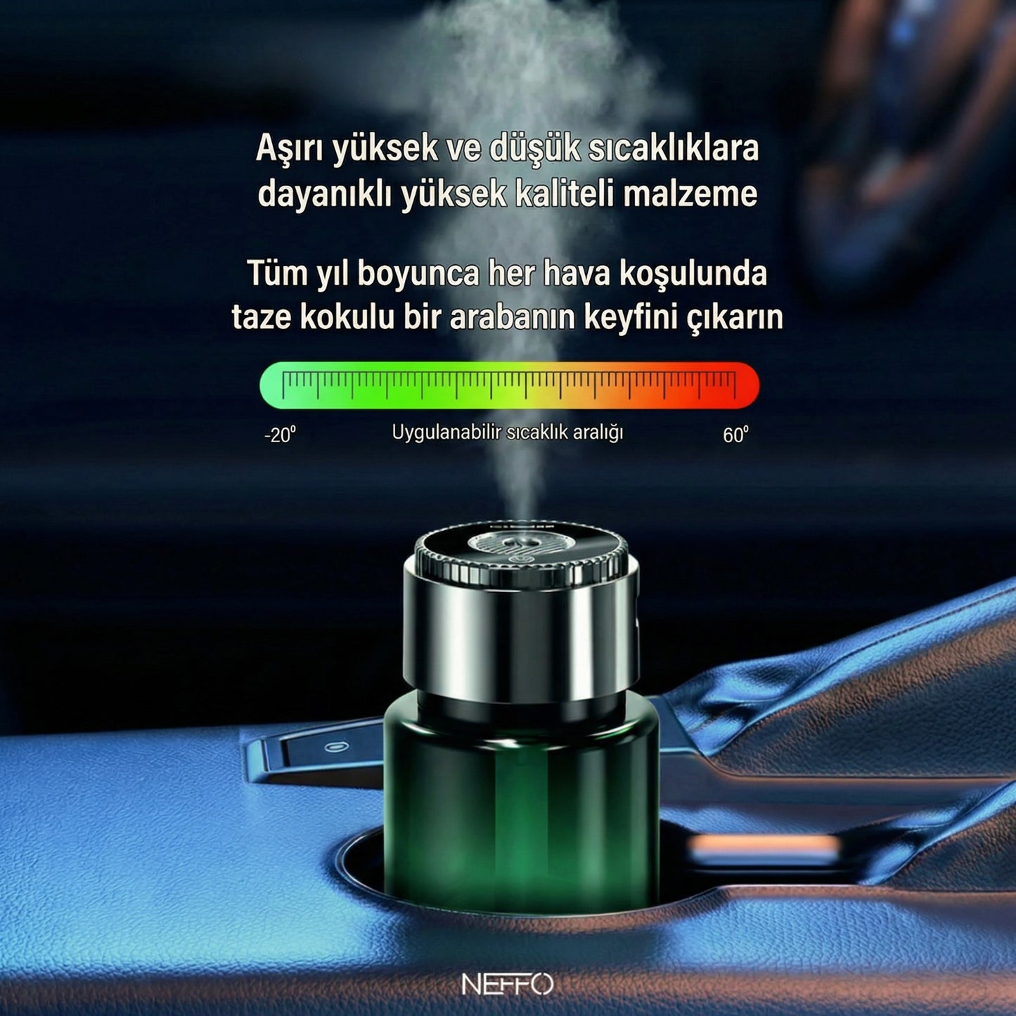 Araç İçi Otomatik Koku Makinesi – 160ML, Lazer Tavan Işığı, 300mAh