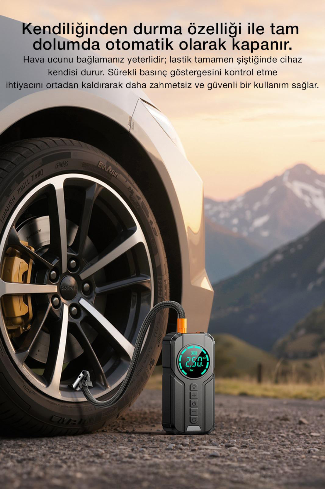 3'ü 1 Arada Mega Set: 10.000 mAh Powerbank + Araç Akü Takviye + Dijital Hava Pompası