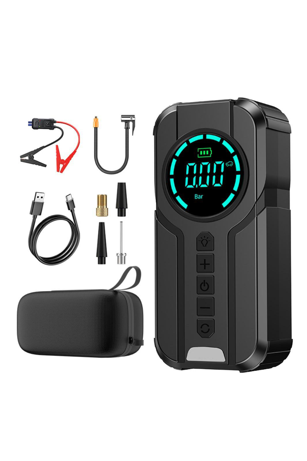 3'ü 1 Arada Mega Set: 10.000 mAh Powerbank + Araç Akü Takviye + Dijital Hava Pompası