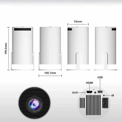Android Akıllı Projeksiyon Cihazı 4K | Taşınabilir WiFi Bluetooth LED Projektör | Ev Sineması – Otomatik Odaklama + Kumanda Dahil